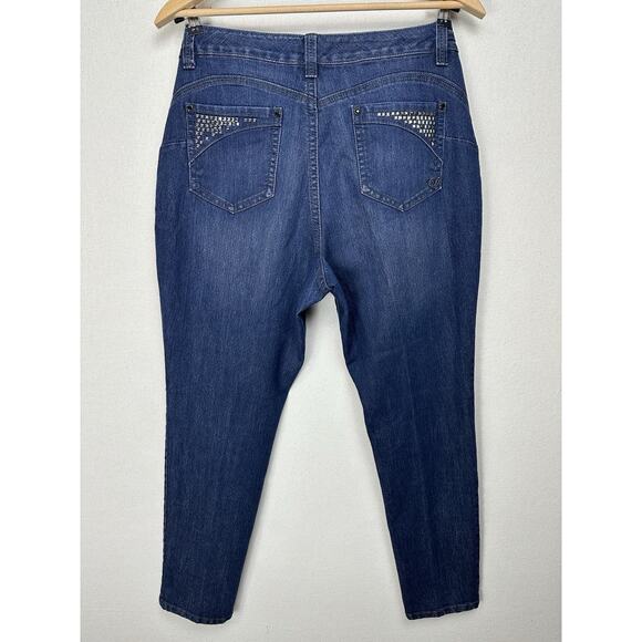 Code Bleu Jeans Womens Size 14 Inseam 30 Veronique Skinny Jeans Bling Preppy - Picture 13 of 16